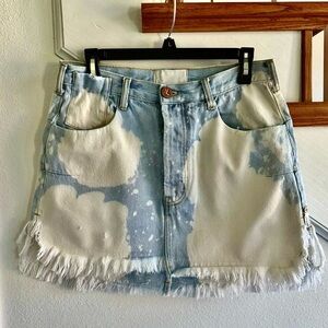 1 teaspoon mini denim skirt stone wash size 28 frayed fringe bottom